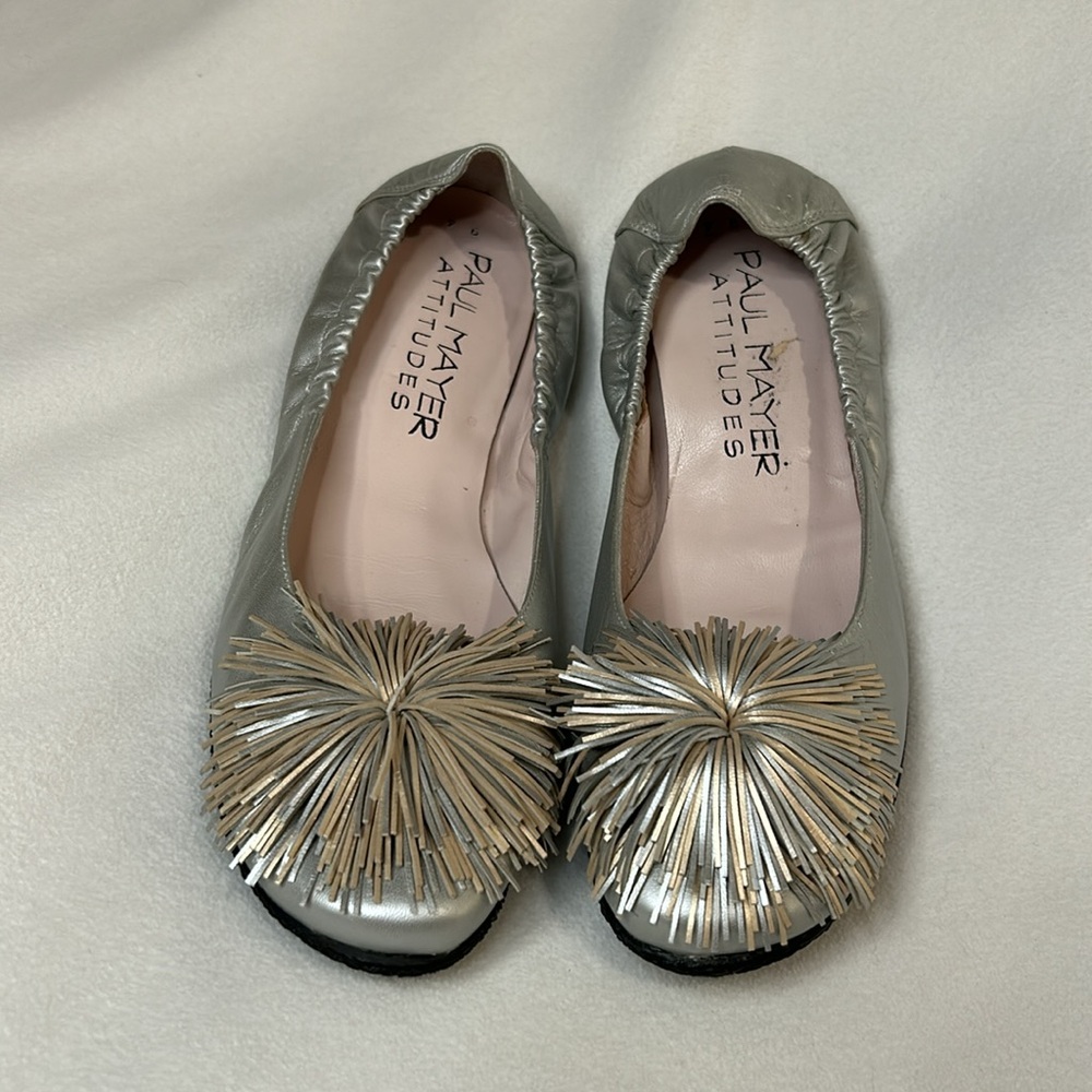 Paul Mayer Attitudes Silver Ballet Flats Size 9